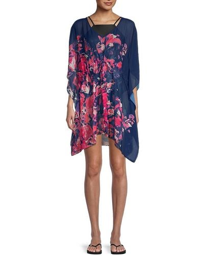 Calvin Klein Floral Caftan Cover-up - Blue