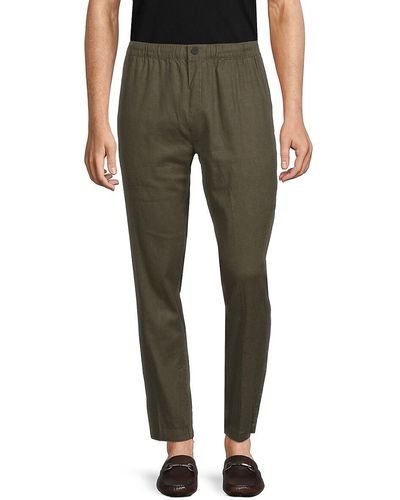 Saks Fifth Avenue 'Stretch Linen Elastic Pants - Green