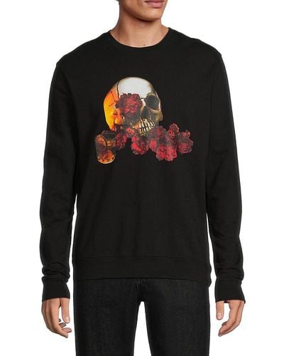 Robert Graham Galento Classic Fit Skull Graphic Sweatshirt - Black