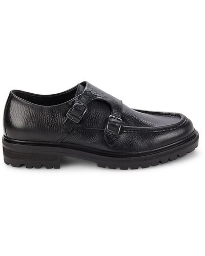 Karl Lagerfeld Leather Double Monk Strap Shoes - Black