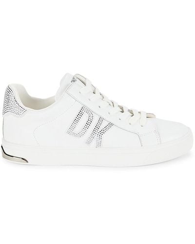 DKNY Abeni Embellished Logo Sneakers - White