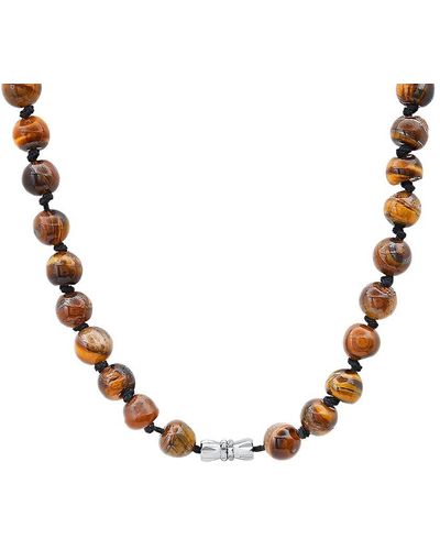 Anthony Jacobs Stainless Steel & Beaded Tiger Eye Bracelet Necklace - Metallic
