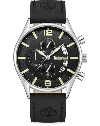 Timberland Dress Sport 42.5Mm Case & Leather Strap Chronograph Watch - Black