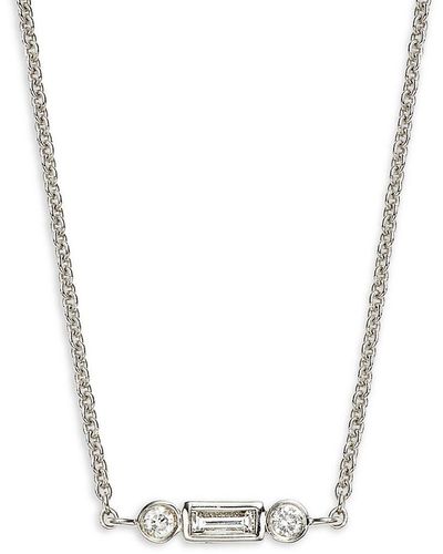 Sydney Evan 14k White Gold & 0.09 Tcw Diamond Pendant Necklace - Blue