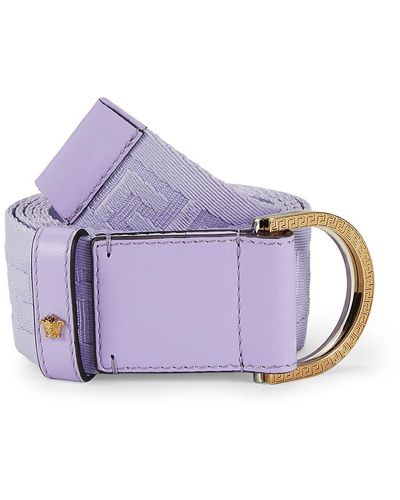 Versace D-ring Greca Jacquard Web Belt - Purple