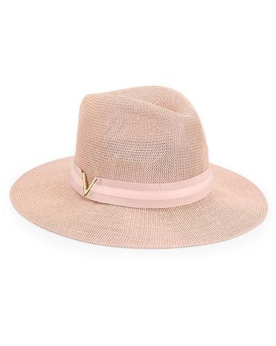 Vince Camuto Textured Paper Panama Hat - Pink