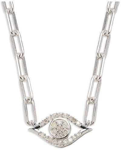 Effy ENY Sterling & 0.14 Tcw Diamond Eye Pendant Necklace - White
