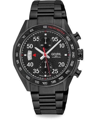 Gevril Ascari 42mm Stainless Steel Tachymeter Automatic Chronograph Watch - Black
