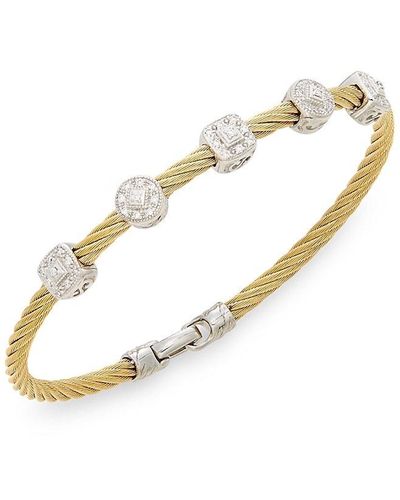 Alor Diamond, 18k Yellow Gold & Steel Coil Bracelet - Metallic