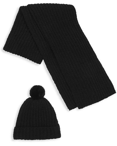 Apparis 2-Piece Phoebe Recycled Polyester Hat & Scarf Set - Black