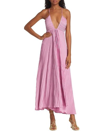 A.L.C. Angelina Asymmetric Pleated Maxi Dress - Pink