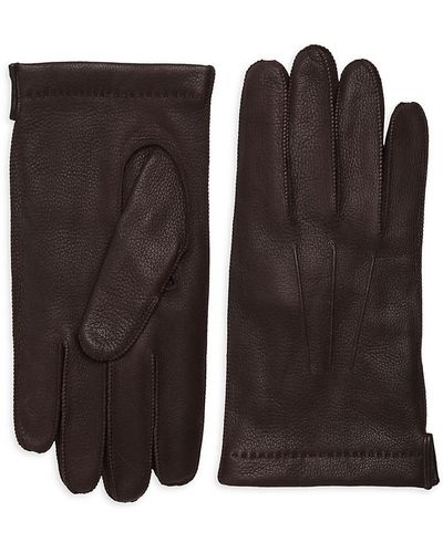 Portolano Cashmere-lined Leather Gloves - Brown