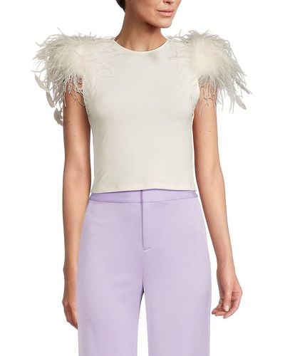 Alice + Olivia Alice + Olivia Tamica Feather Crop Top - Purple