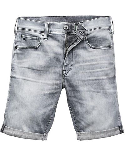G-Star RAW 3301 Whiskered Slim Fit Shorts - Blue