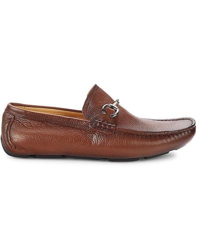 Saks Fifth Avenue Pebbled Leather Bit Driving Loafers - Brown