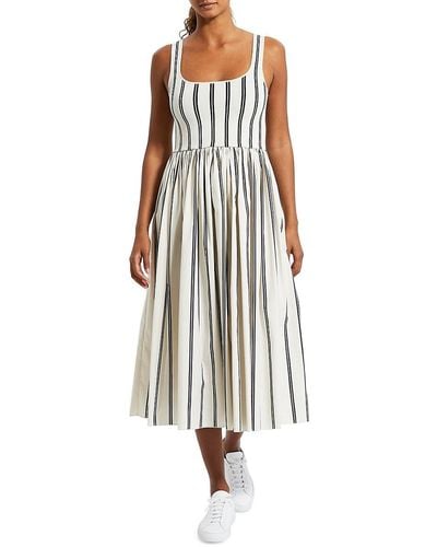 Theory Striped Midi Dress - White