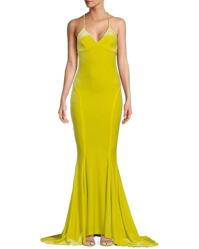 Norma Kamali Plunging Mermaid Gown - Yellow
