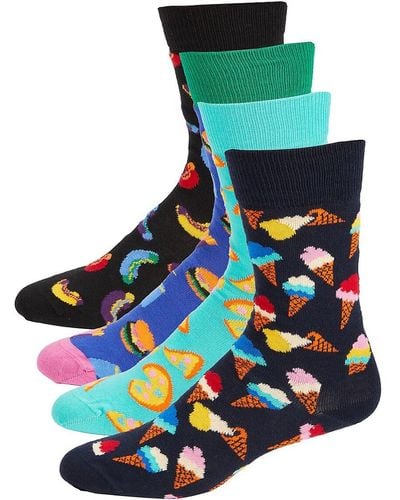 Happy Socks 4-pack Patterned Crew Socks Gift Set - Green