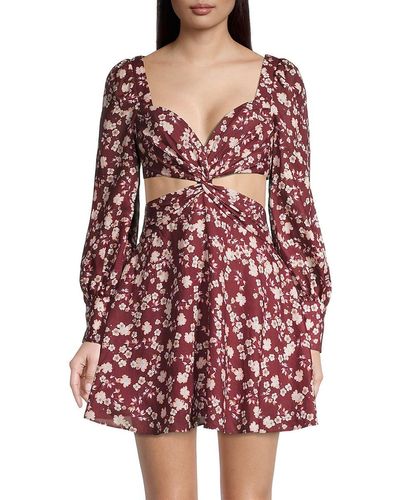 Bardot Logan Floral Mini Dress - Red