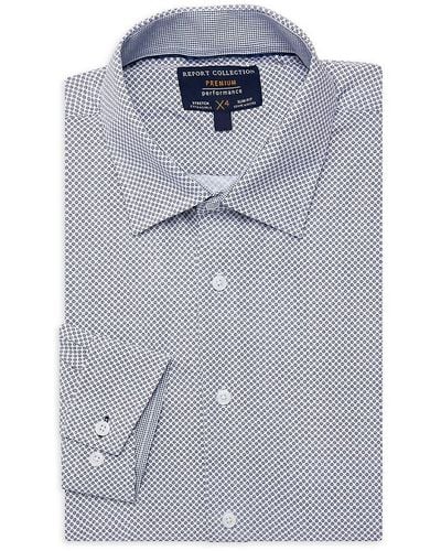 Report Collection Slim Fit Geometric Print Dress Shirt - Blue