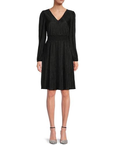 Kensie Crinkle Blouson Dress - Black