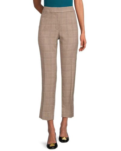 Calvin Klein Plaid Ankle Pants - Natural