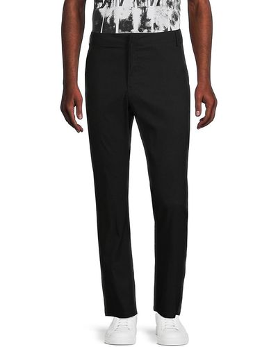 Kenneth Cole Solid Flat Front Trousers - Black