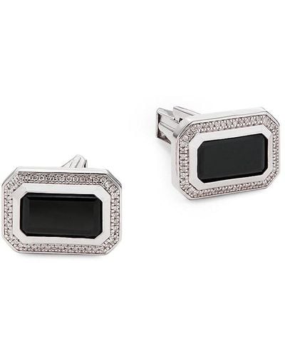 Saks Fifth Avenue Sterling Silver, Black Onyx & Diamond Cufflinks