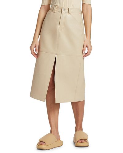 A.L.C. Alden Faux Leather Midi-skirt - Natural