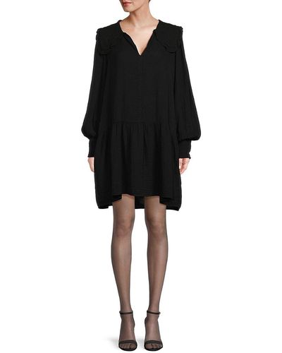 Velvet Kathy Smocked Ruffle Mini Dress - Black
