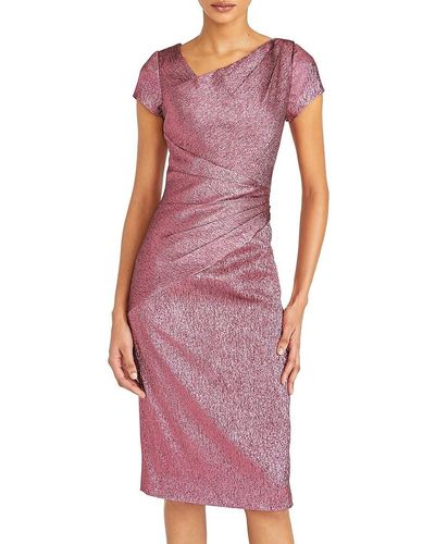 THEIA Rose Metallic Asymmetric Sheath Dress - Purple