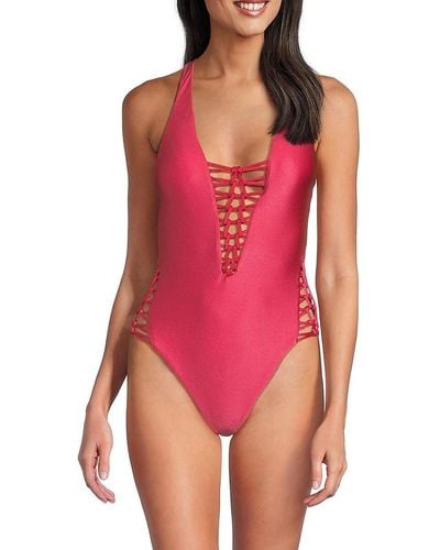 Becca Sheen Knotted One Piece Swimsuit - Red