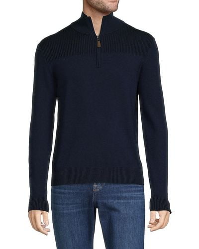 Bruno Magli Zip Front Wool Pullover - Blue