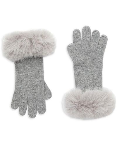 Saks Fifth Avenue Saks Fifth Avenue Faux Fur Trim Cashmere Gloves - Black