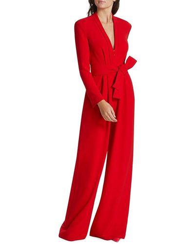 A.L.C. Kieran Ii Belted Crepe Wide-leg Jumpsuit - Red