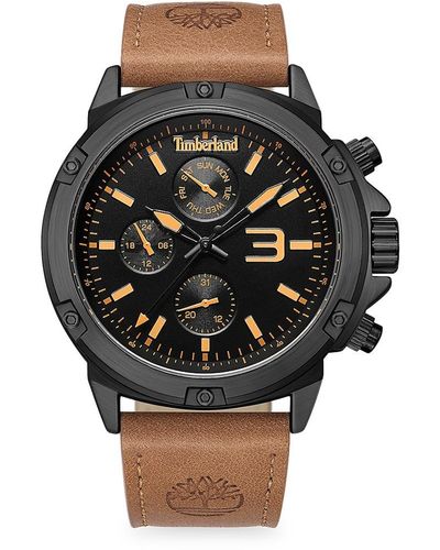 Timberland Dress Sport 46mm Metal & Leather Strap Chronograph Watch - Black