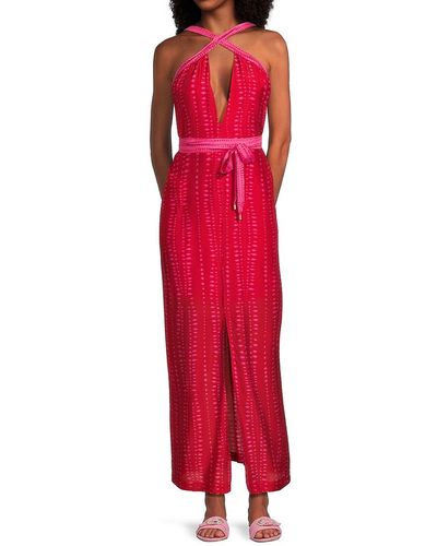 ViX Malika Audrey Print Silk Blend Midi Cover Up Dress - Red