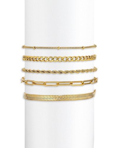Eye Candy LA Luxe Victoria 5-piece Goldtone Chain Bracelet Set - White