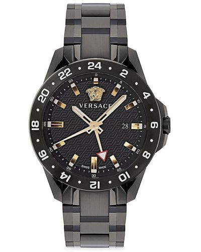 Versace Sport Tech Gmt 45mm Ip Matte Black Stainless Steel Bracelet Watch