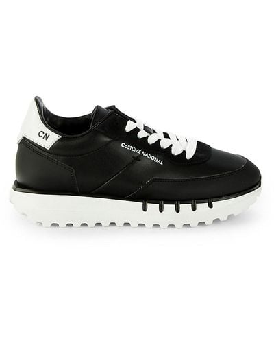 CoSTUME NATIONAL Logo Leather & Suede Sneakers - Black