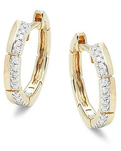 Saks Fifth Avenue Saks Fifth Avenue 14k & 0.12 Tcw Diamond huggie Earrings - White