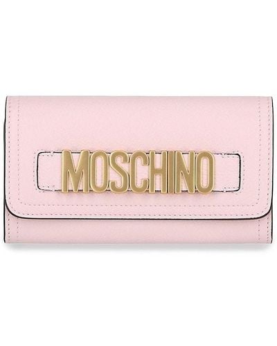 Moschino Logo Leather Continental Wallet - Pink