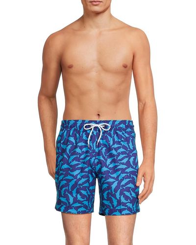 Trunks Surf & Swim Trunks Surf + Swim Sano Dolphin Print Swim Shorts - Blue