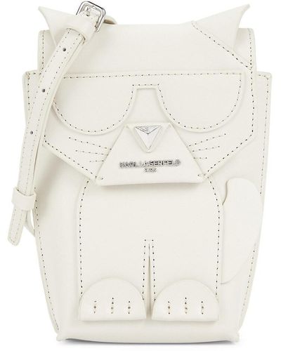 Karl Lagerfeld Ikons Leather Crossbody Bag - White