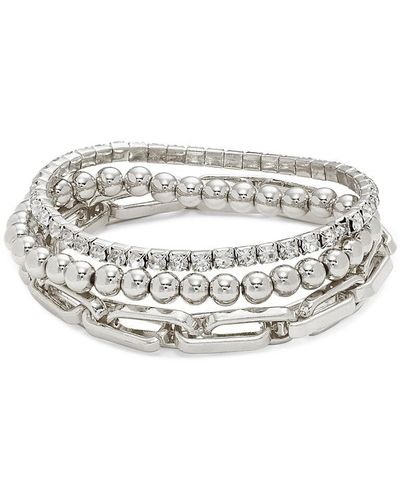 Shashi Set Of 3 Silverplated Bracelets - White