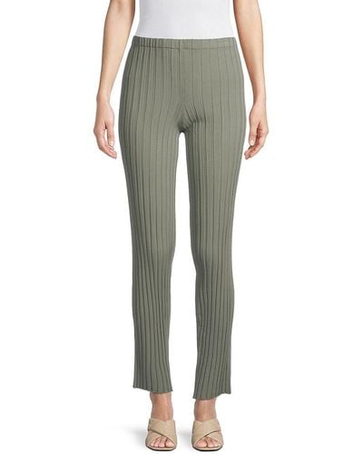 Minnie Rose Ribbed Knit Pull On Trousers - Green