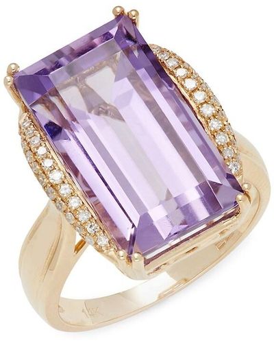 Effy 14k Yellow Gold, Amethyst & Diamond Ring - Purple