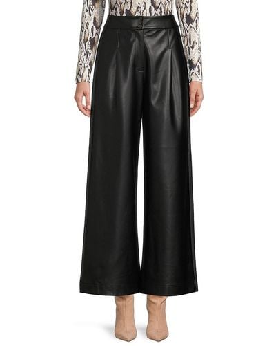 French Connection Crolenda Faux Leather Wide Leg Trousers - Black