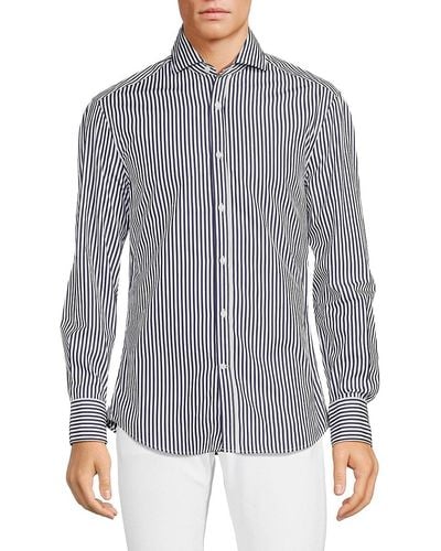 Brunello Cucinelli Slim Fit Striped Shirt - Blue