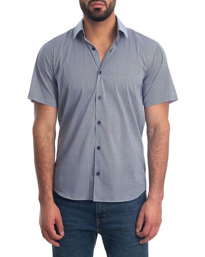 Jared Lang Print Short Sleeve Shirt - Blue
